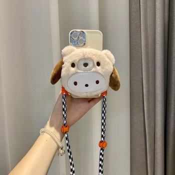 Plišano privjesak za telefon s klipsom i naramenicom – logotip otisnut sitotiskom, prilagodljiv dekor