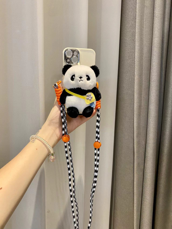 Plišano privjesak za telefon s klipsom i naramenicom – logotip otisnut sitotiskom, prilagodljiv dekor