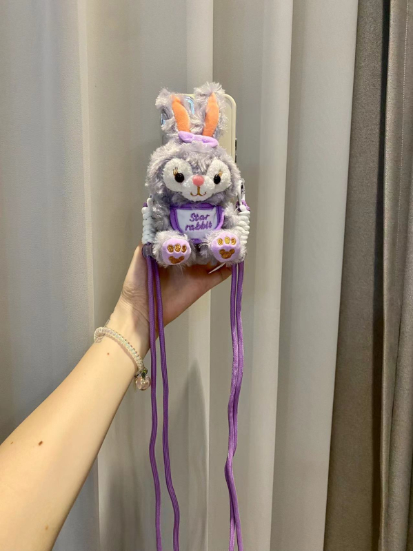 Plišano privjesak za telefon s klipsom i naramenicom – logotip otisnut sitotiskom, prilagodljiv dekor