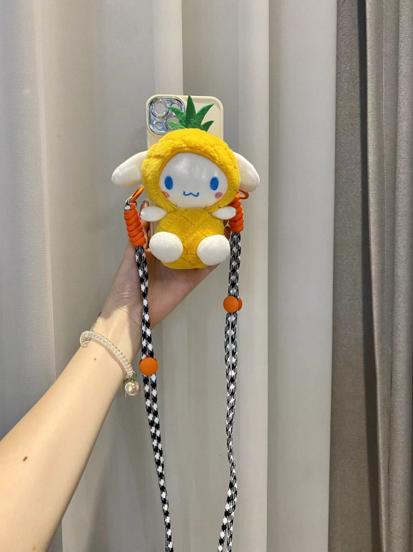 Plišano privjesak za telefon s klipsom i naramenicom – logotip otisnut sitotiskom, prilagodljiv dekor