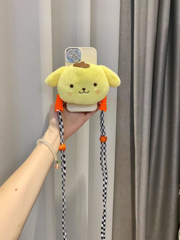 Plišano privjesak za telefon s klipsom i naramenicom – logotip otisnut sitotiskom, prilagodljiv dekor