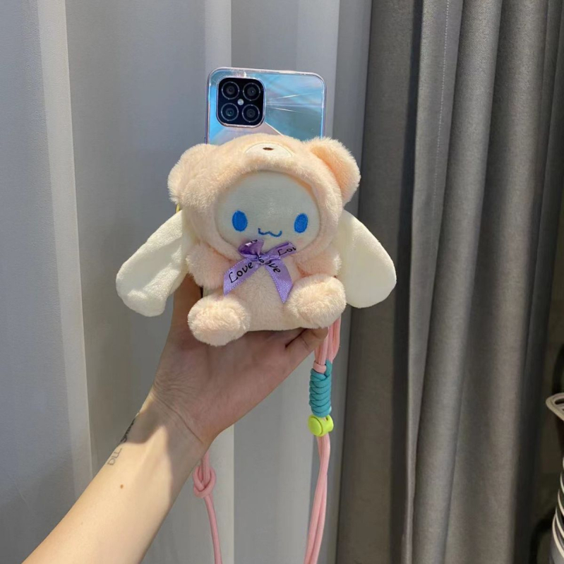 Plišano privjesak za telefon s klipsom i naramenicom – logotip otisnut sitotiskom, prilagodljiv dekor