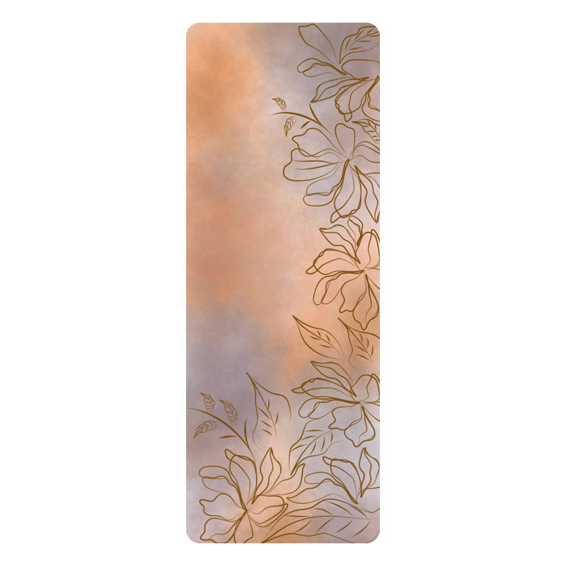 Joga kilimėlis iš PU natūralios gumos, augalų gėlių raštas, 5 mm storis, 2800 g svoris, tinkamas fitnesui ir šokiams