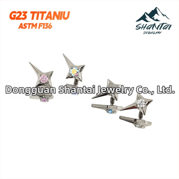 Zvaigznīšu formas auskari no titāna sakausējuma, cirkona kristāli, ar dimanta iestatījumu
