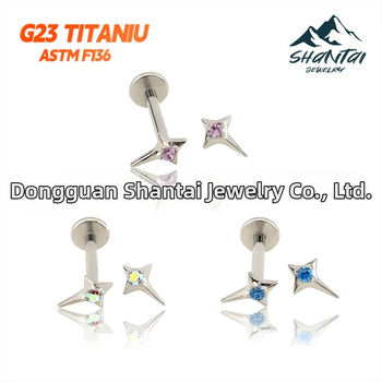 Zvaigznīšu formas auskari no titāna sakausējuma, cirkona kristāli, ar dimanta iestatījumu