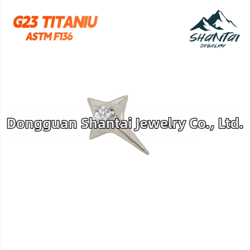 Zvaigznīšu formas auskari no titāna sakausējuma, cirkona kristāli, ar dimanta iestatījumu