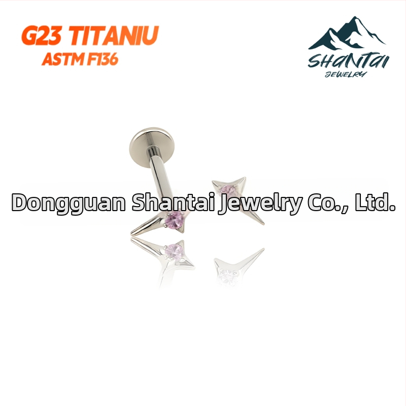 Zvaigznīšu formas auskari no titāna sakausējuma, cirkona kristāli, ar dimanta iestatījumu
