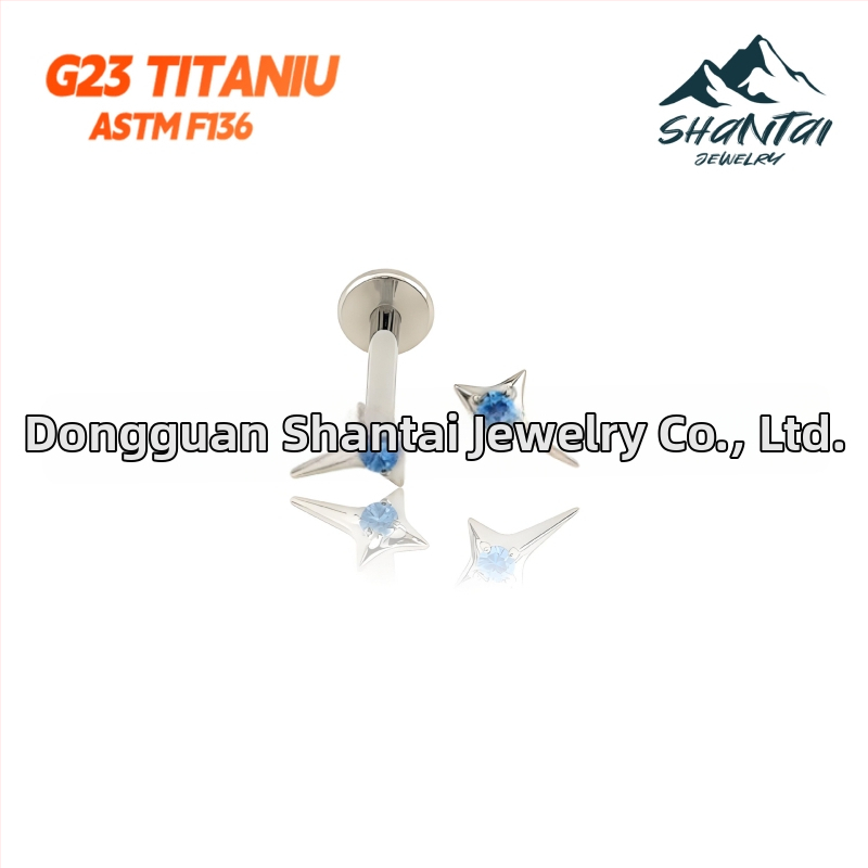 Zvaigznīšu formas auskari no titāna sakausējuma, cirkona kristāli, ar dimanta iestatījumu