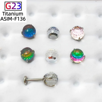 Rayahj Unisex lūpu auskari no titāna sakausējuma + kristāls, rokām darināti, ģeometrisks gradientais lodīšu dizains