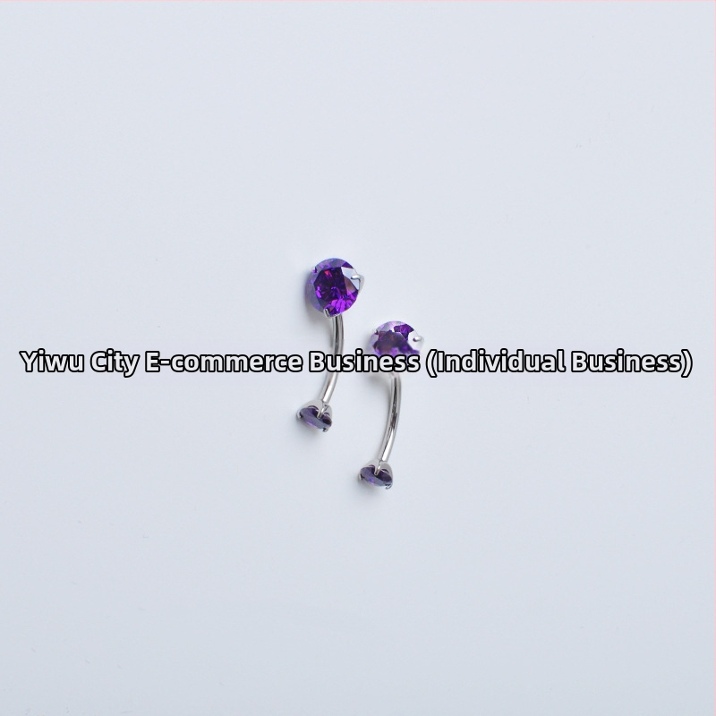 F136 Titāna sakausējuma nabas pirsings ar iekšējo vītni, 3 naglas, apaļš cirkon