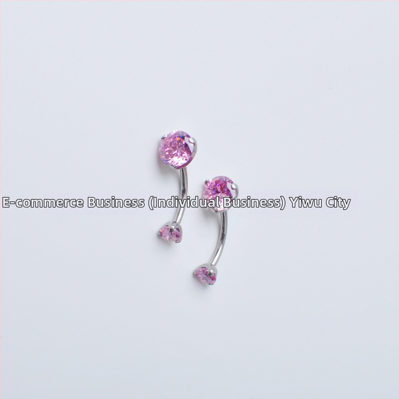 F136 Titāna sakausējuma nabas pirsings ar iekšējo vītni, 3 naglas, apaļš cirkon