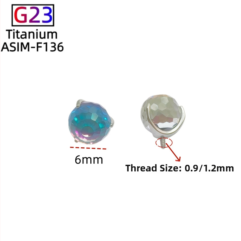 Unisex lūpu stud auskari – titāna sakausējums + kristāls, roku darbs, ģeometriska forma, mirgojošā bumbu sērija