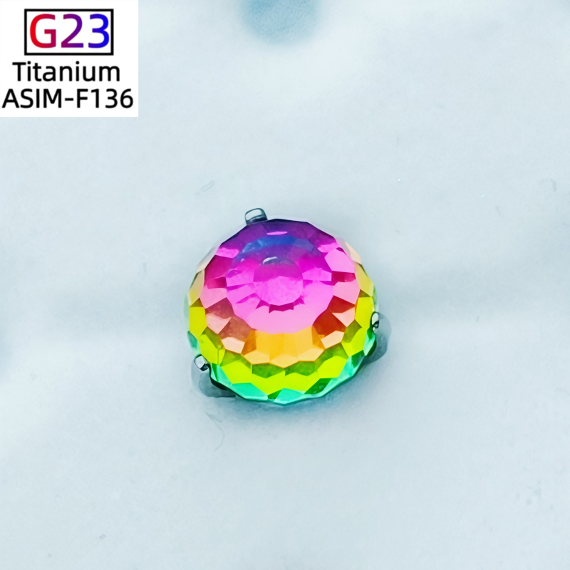 Unisex lūpu stud auskari – titāna sakausējums + kristāls, roku darbs, ģeometriska forma, mirgojošā bumbu sērija