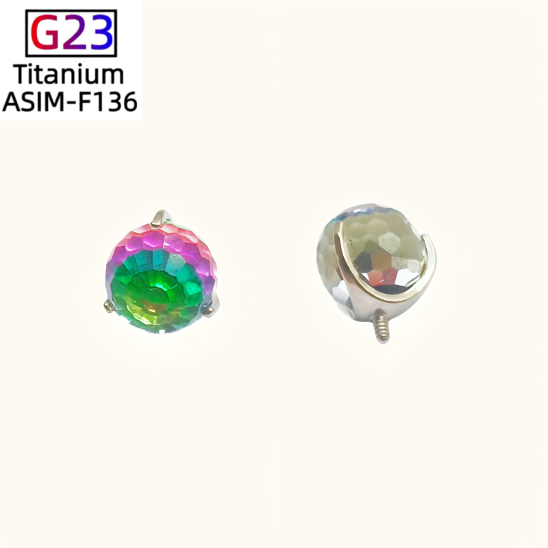 Unisex lūpu stud auskari – titāna sakausējums + kristāls, roku darbs, ģeometriska forma, mirgojošā bumbu sērija