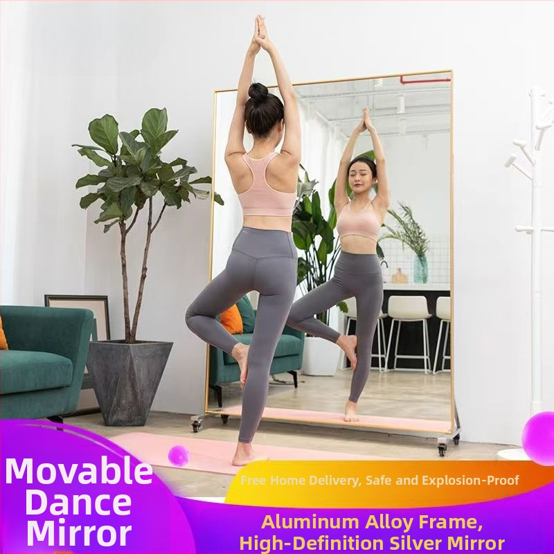 Liigutatav tantsupeegel ratastega, alumiiniumist raam, lihtne stiil, Yoga fitness mirror