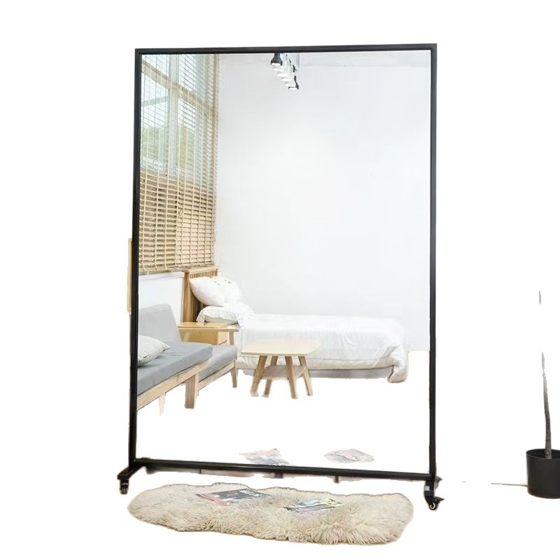 Pajudėjantis šokių veidrodis su ratukais, aliuminio lydinio rėmas, paprastas stilius, Yoga fitness mirror