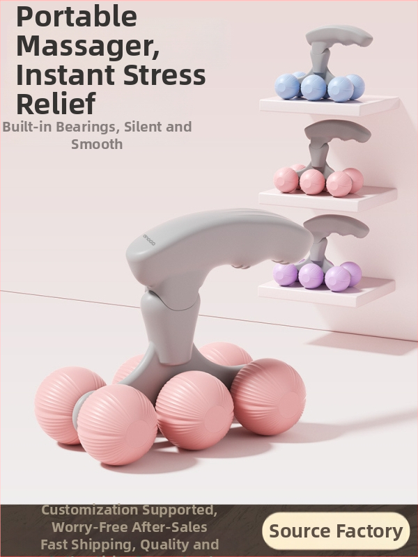 Gredzenveida kāju masieris, kompakts rokas masāžas ierīce ar 6 riteņiem priekš mājas jogas un relaksācijas (PP materiāls, 250 g)