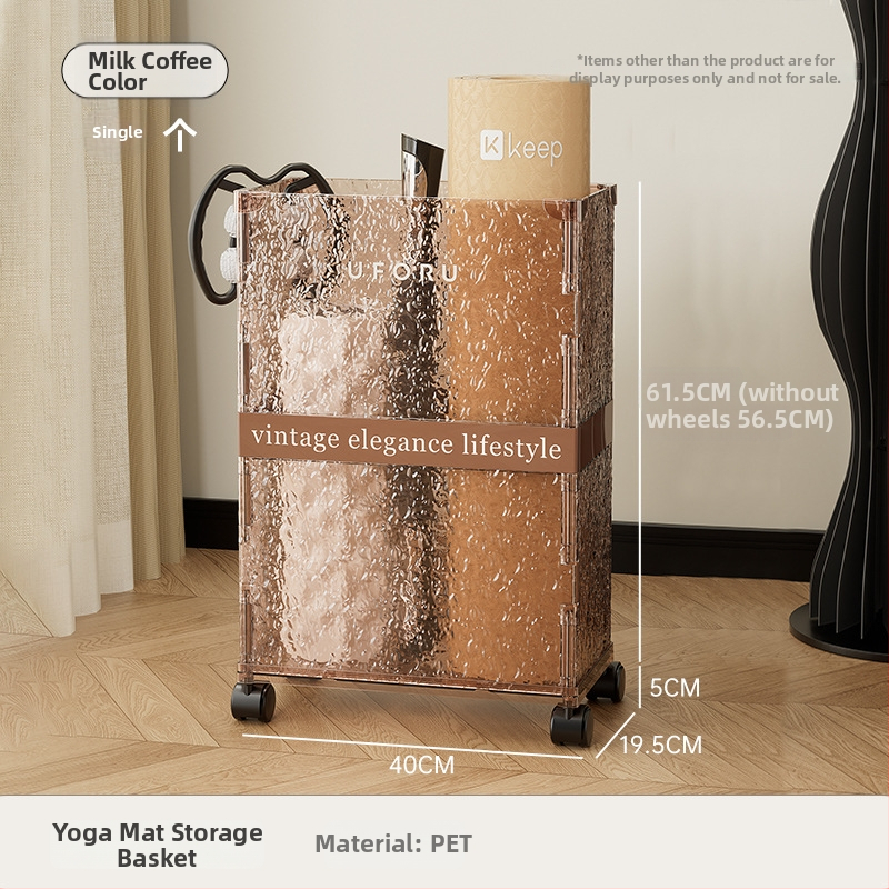 Jooga mattide hoiukarp rattadega – 30–40 L maht – PET plastik – Lihtne ja kaasaegne disain