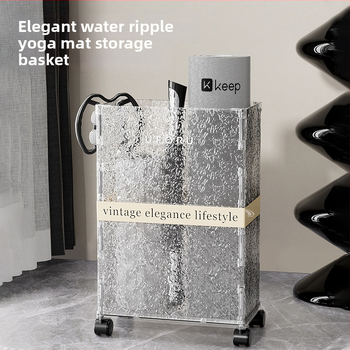 Joogamati hoiustamise riiul rattudega, PET-plastik, maht 30–40 L, mudel D2324, kaal 3,15 kg, liikuv