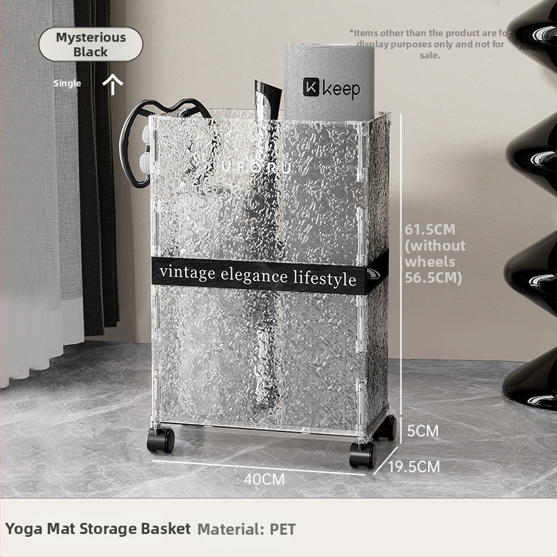 Joogamati hoiustamise riiul rattudega, PET-plastik, maht 30–40 L, mudel D2324, kaal 3,15 kg, liikuv