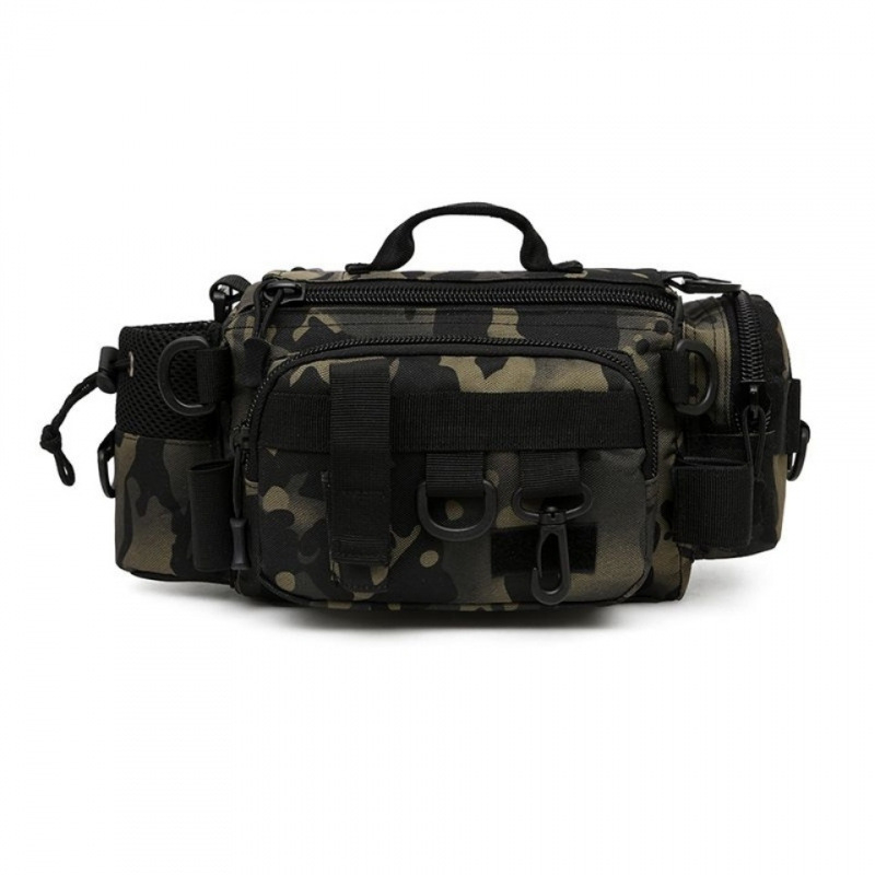 Višenamjenska torba za ribolovnu opremu s držačem štapa, pojasom i naramenicom, crossbody dizajn (PVC materijal; nije vodootporna)