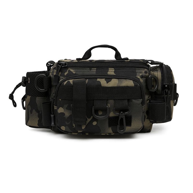 Višenamjenska torba za ribolovnu opremu s držačem štapa, pojasom i naramenicom, crossbody dizajn (PVC materijal; nije vodootporna)