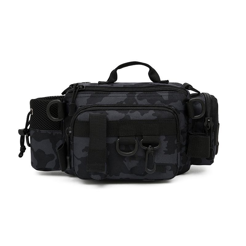 Višenamjenska torba za ribolovnu opremu s držačem štapa, pojasom i naramenicom, crossbody dizajn (PVC materijal; nije vodootporna)