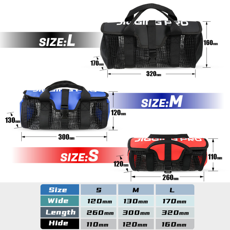 Jūros žvejybos krepšys - didelė talpa, PVC tinklas, atspari vandeniui