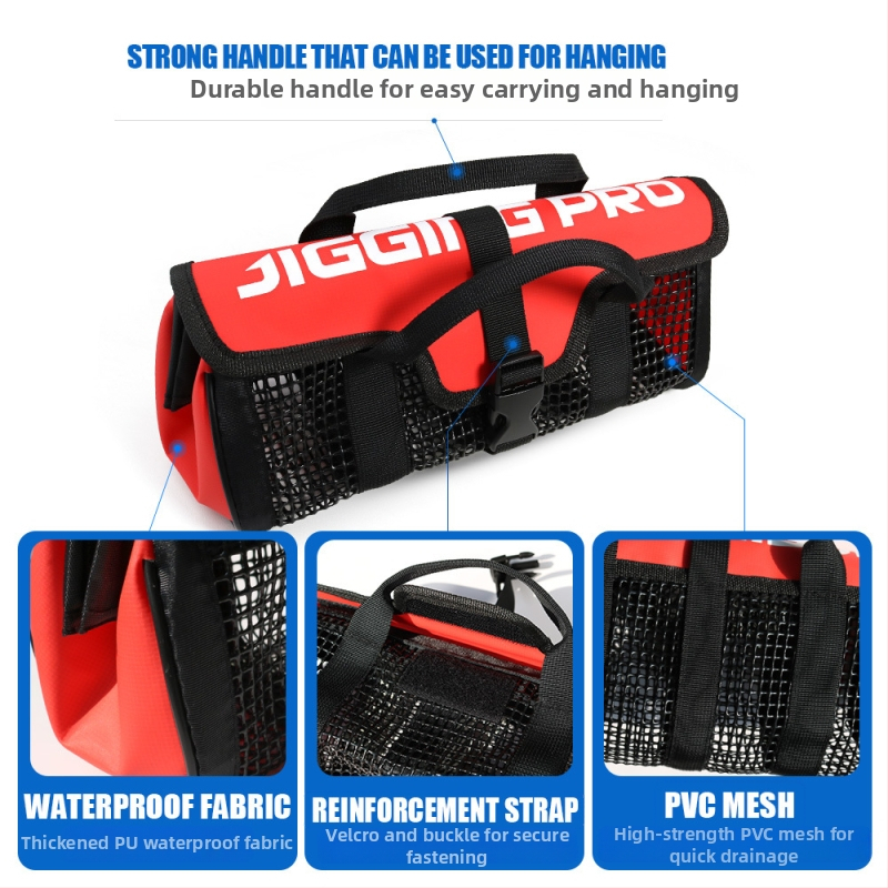 Jūros žvejybos krepšys - didelė talpa, PVC tinklas, atspari vandeniui