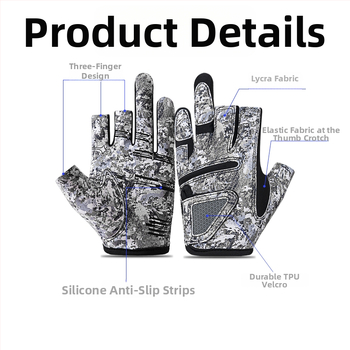 Weskos horgász kesztyű nyári kültéri használatra, háromujjas kialakítás, UV védelem, csúszásmentes fogás, kopásálló, nem tapad a csalira