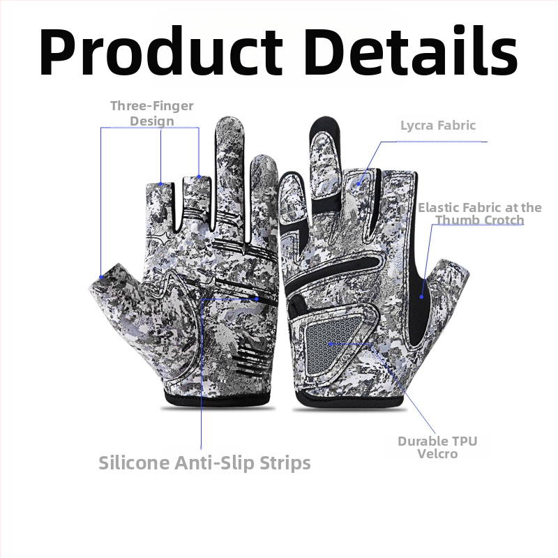 Weskos horgász kesztyű nyári kültéri használatra, háromujjas kialakítás, UV védelem, csúszásmentes fogás, kopásálló, nem tapad a csalira