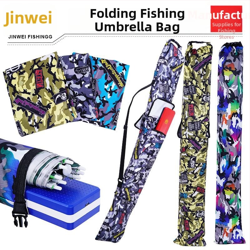 Összecsukható horgász esernyő táska oldalsó zsebbel – Oxford anyag, horgász felszerelés tárolása, Kingway Fishing Gear