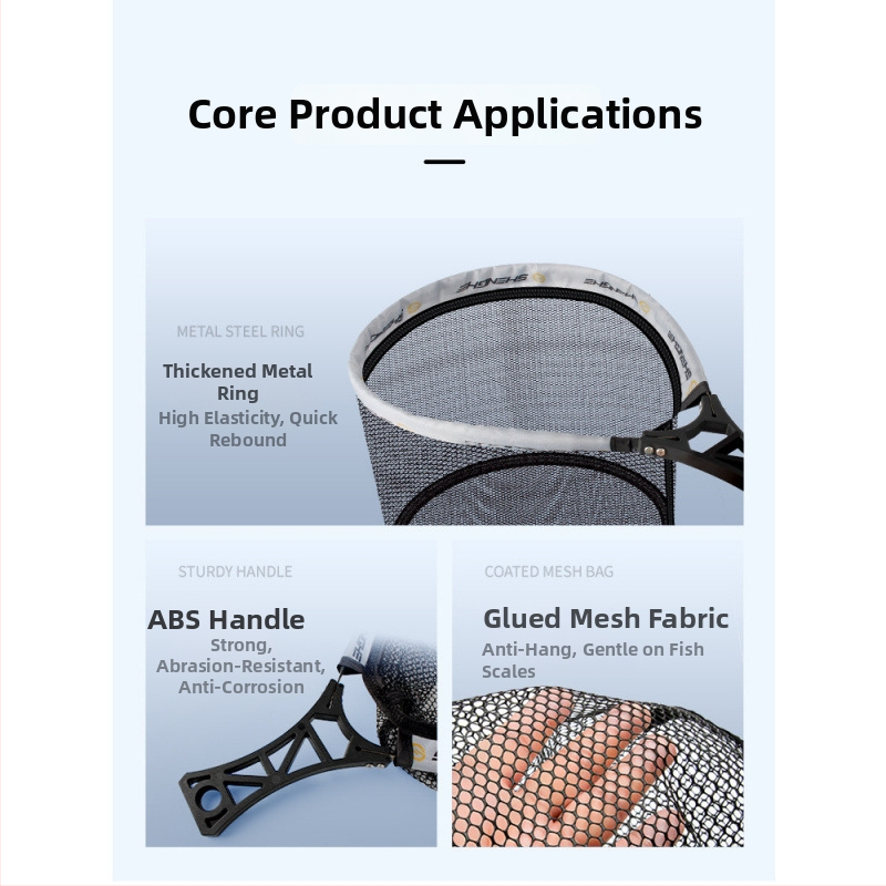 Sulankstomas nešiojamas žvejybos tinklas upėms – nailonas, angos skersmuo 26 cm, gylis 20 cm (Medžiaga: Nailonas; Angos skersmuo: 26 cm; Gylis: 20 cm; Sulankstomas)