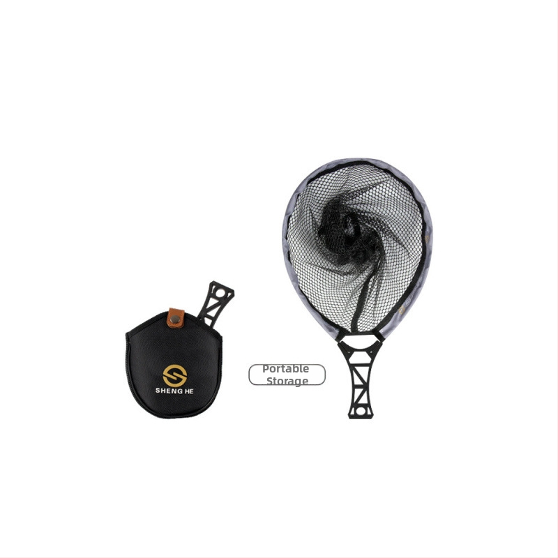 Sulankstomas nešiojamas žvejybos tinklas upėms – nailonas, angos skersmuo 26 cm, gylis 20 cm (Medžiaga: Nailonas; Angos skersmuo: 26 cm; Gylis: 20 cm; Sulankstomas)