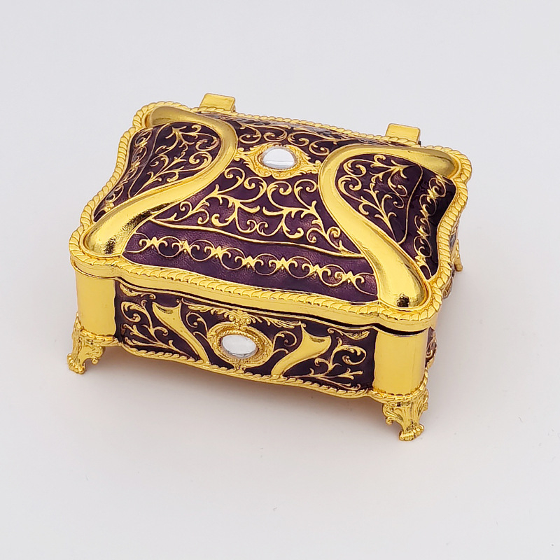 Kutija za nakit T30, legura, pravokutna, elegantan cvjetni uzorak, pogodna kao dar za vjenčanje, uspomena na putovanje i beneficije za zaposlenike