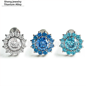 Saulėgrąžų auskarai su cirkonio įterpimu, G23 titano lydinys, geometrinės formos, unisex, natūralus stilius