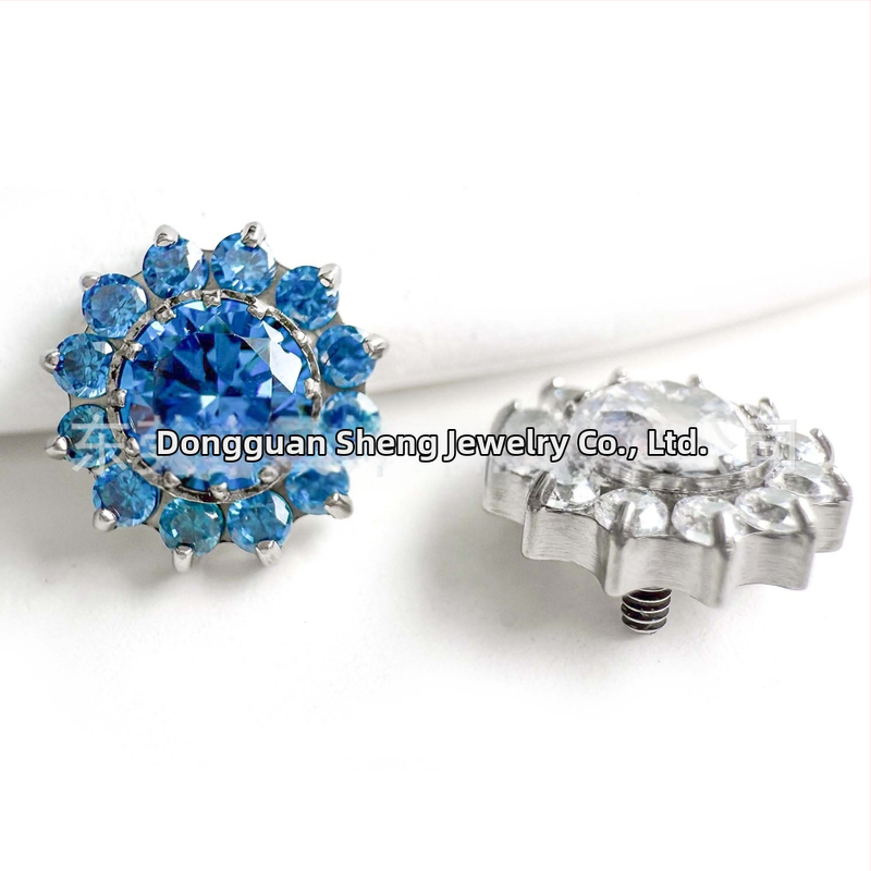 Saulėgrąžų auskarai su cirkonio įterpimu, G23 titano lydinys, geometrinės formos, unisex, natūralus stilius