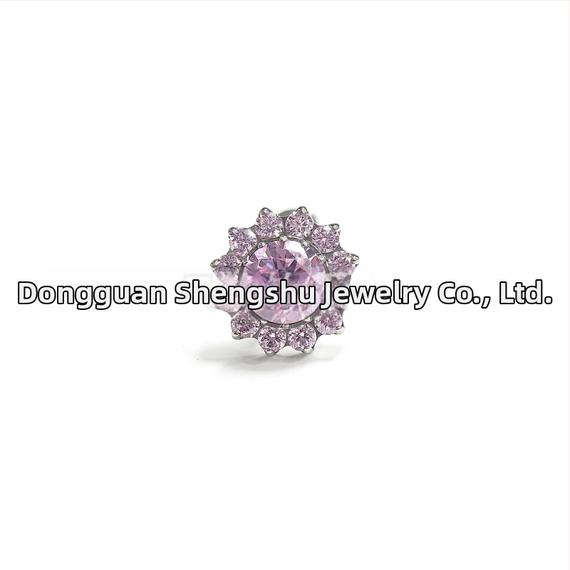 Saulėgrąžų auskarai su cirkonio įterpimu, G23 titano lydinys, geometrinės formos, unisex, natūralus stilius