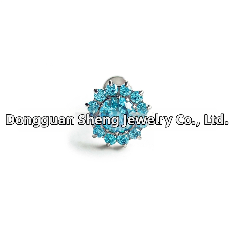 Saulėgrąžų auskarai su cirkonio įterpimu, G23 titano lydinys, geometrinės formos, unisex, natūralus stilius