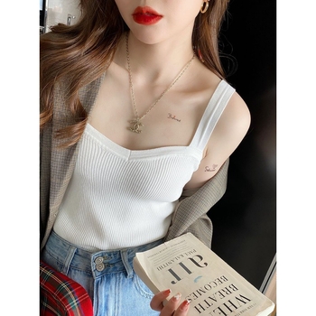 Ženski pleteni top s naramenicama, uski kroj, duljina 50–65 cm, viskoza, udio glavne tkanine ispod 30%, elegantan stil