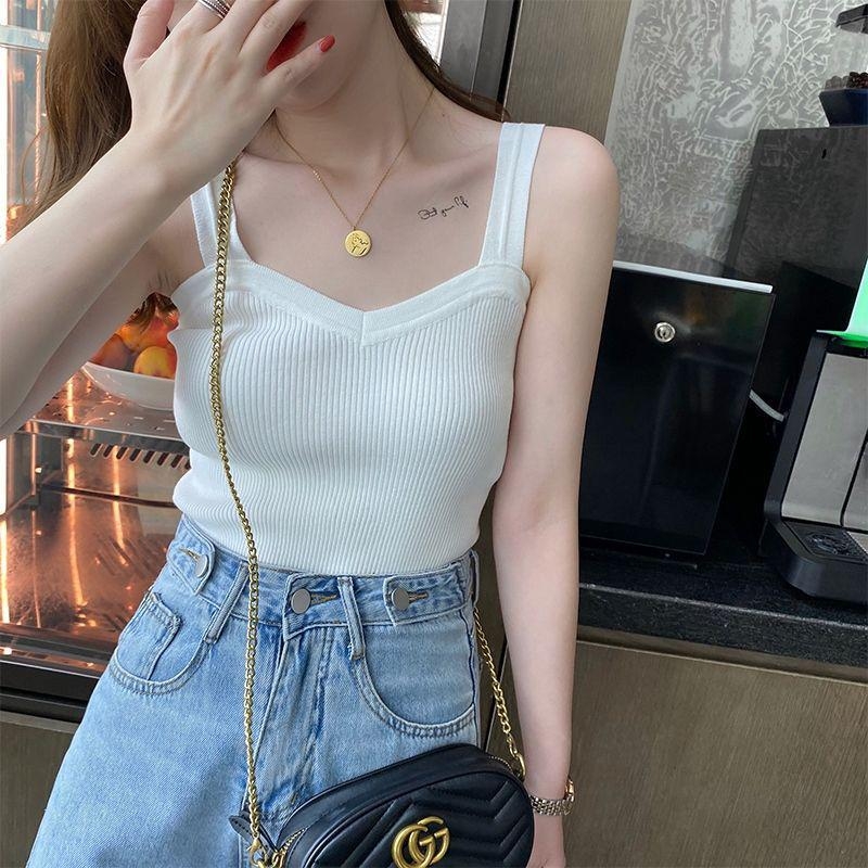 Ženski pleteni top s naramenicama, uski kroj, duljina 50–65 cm, viskoza, udio glavne tkanine ispod 30%, elegantan stil