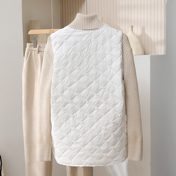 Vunena vestа bez rukava s punjenjem od patka perja, kašmir 51–55%, tanka, srednje duljine, V-izrez