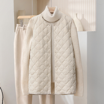 Vunena vestа bez rukava s punjenjem od patka perja, kašmir 51–55%, tanka, srednje duljine, V-izrez