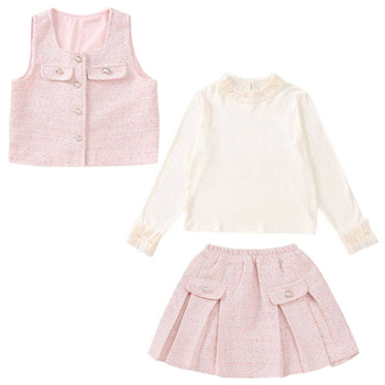 Dječji kostim za djevojčice, stil princeze, pamuk, dvodjelni komplet, mrežasti uzorak, 8+ godina, jesen 2025