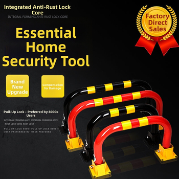 Pielāgota garāžas bloķētājs ar stingru U formas tērauda sargu pret sadursmēm un atstarojošu drošības bloķētāju stāvvietai, komplektā piederumi