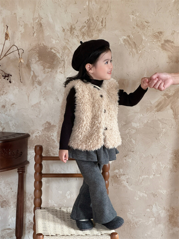 Dievčenská vesta v kórejskom štýle, kardigán, hrubá látka, zapínanie na jeden rad gombíkov, vek 3–8 rokov