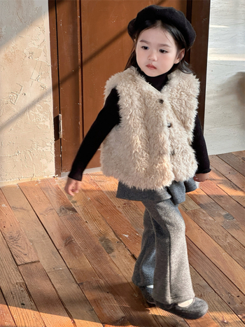 Dievčenská vesta v kórejskom štýle, kardigán, hrubá látka, zapínanie na jeden rad gombíkov, vek 3–8 rokov