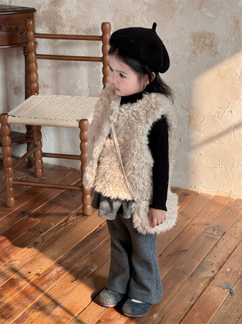 Dievčenská vesta v kórejskom štýle, kardigán, hrubá látka, zapínanie na jeden rad gombíkov, vek 3–8 rokov