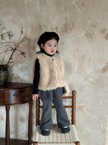 Dievčenská vesta v kórejskom štýle, kardigán, hrubá látka, zapínanie na jeden rad gombíkov, vek 3–8 rokov