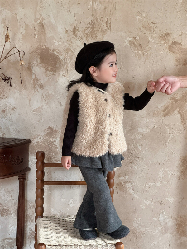 Dievčenská vesta v kórejskom štýle, kardigán, hrubá látka, zapínanie na jeden rad gombíkov, vek 3–8 rokov